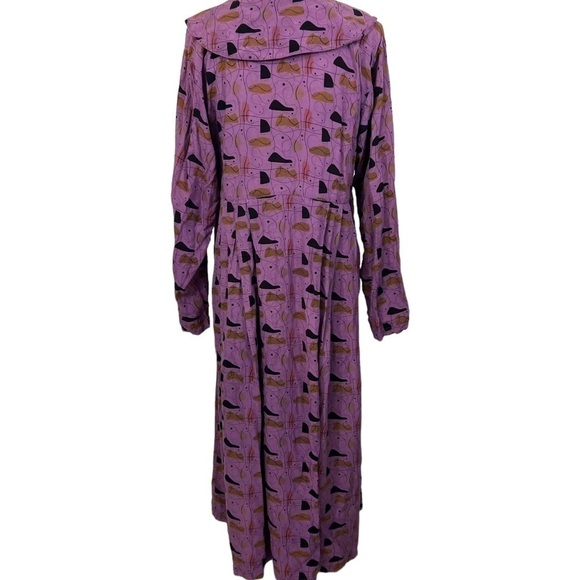 Vintage We Be Bop Purple Midi Dress Retro Atomic Print Button front
Pockets - Picture 4 of 11